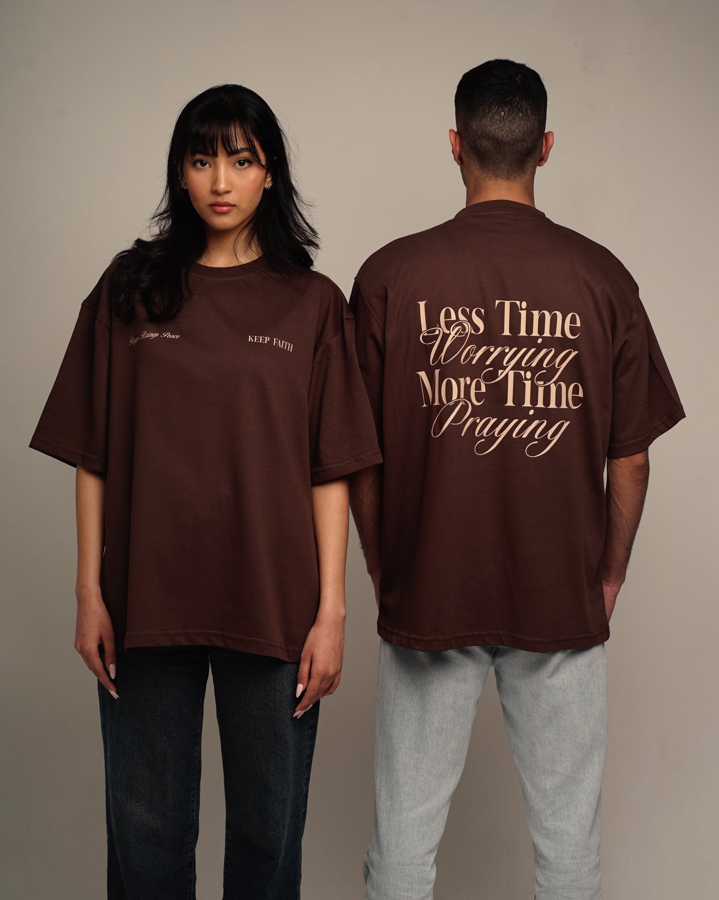More time praying Tee - dark brown