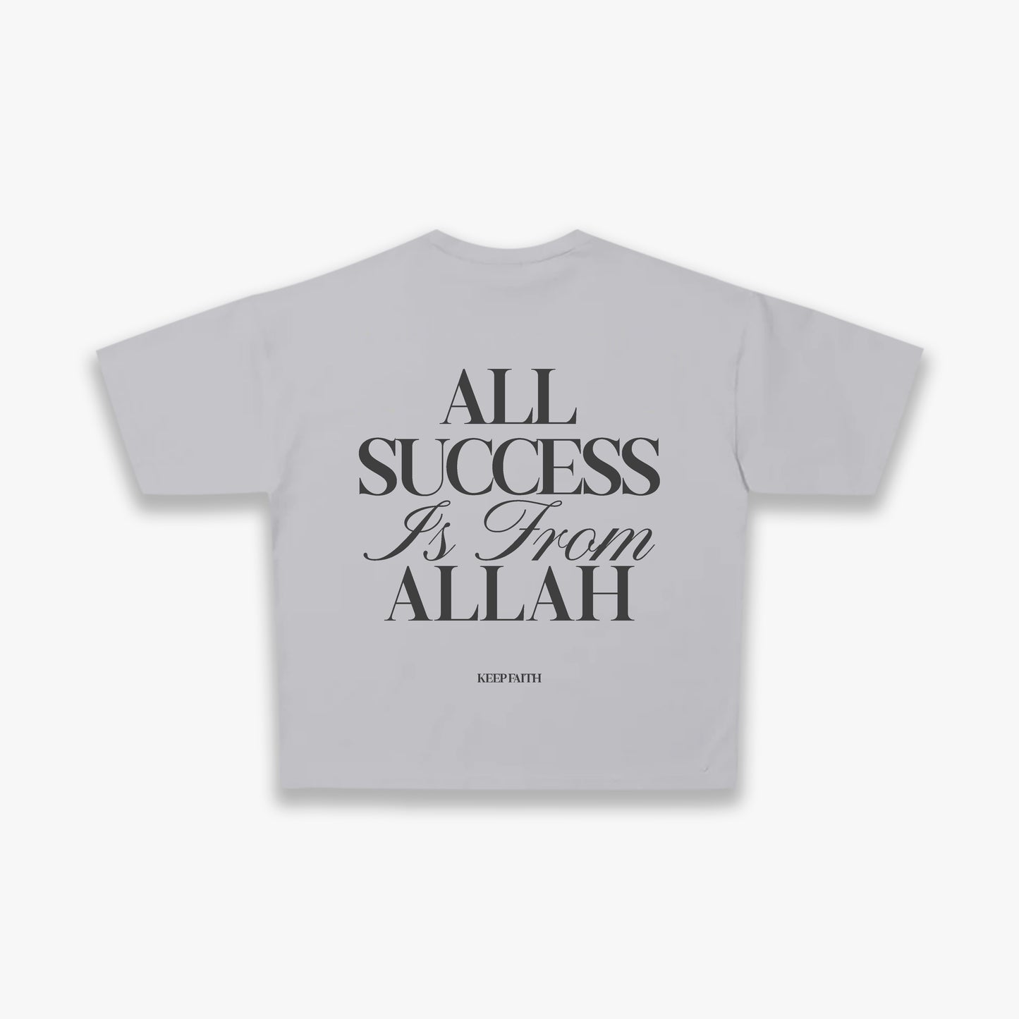 All Success from Allah Tee- Light Grey