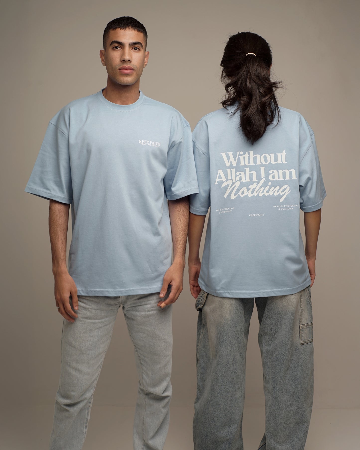 Without Allah I'am Nothing Tee - Light Blue