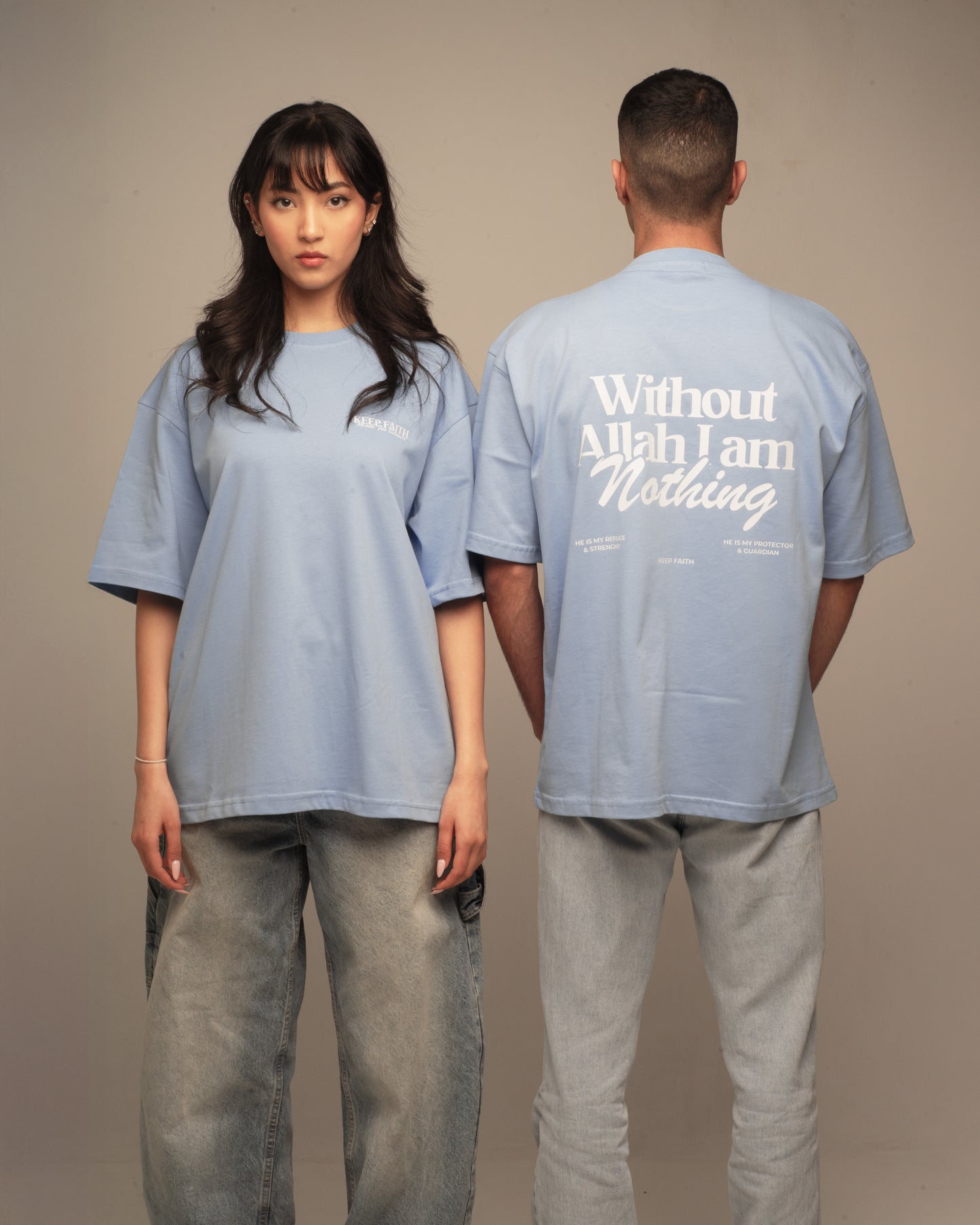 Without Allah I'am Nothing Tee - Light Blue